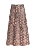 ROMI LTHR FRONT SLIT SKIRT - BLUSH/BLACK