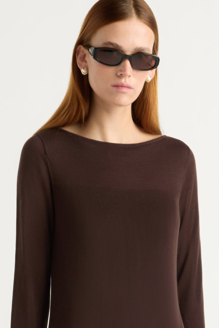 Kelsey | Rosalynn Semi-Sheer Tencel-Blend Knit Dress in Size Small