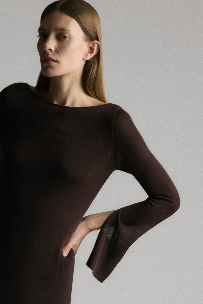 Marije | Rosalynn Semi-Sheer Tencel-Blend Knit Dress in Size Small
