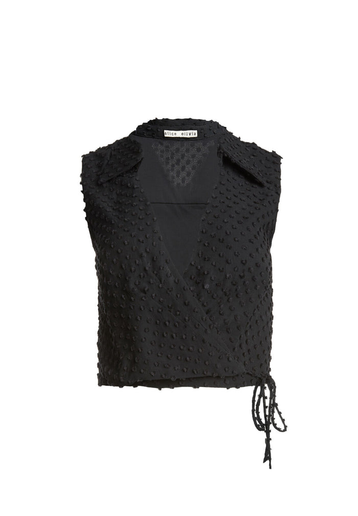 ROSEANN COLLARED CROP TOP - BLACK