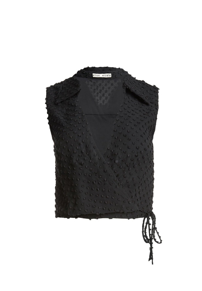 ROSEANN COLLARED CROP TOP - BLACK
