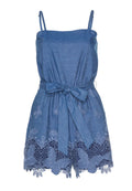 ROSETTA ROMPER W TIE BELT - CHAMBRAY