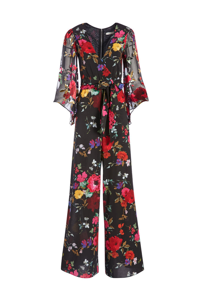 ROWLEY FLORAL JUMPSUIT - PAINTERLY FLORAL BLACK