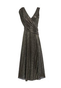 ROXY METALLIC MIDI DRESS - BLACK/GOLD