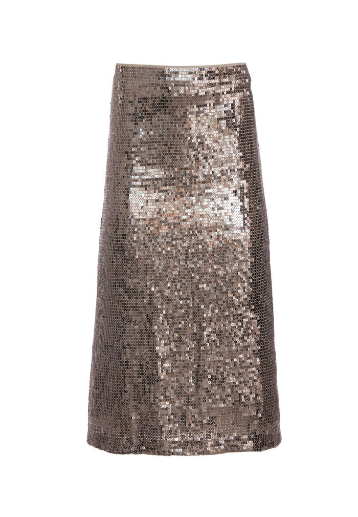 RUE EMBELL PENCIL SKIRT - ANTIQUE SILVER