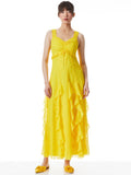 RUE EMPIRE WAIST GODET MAXI DRESS - SUNBEAM