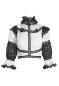 RUTH PLEATED BTN DWN BLOUSE - OFF WHITE/BLACK