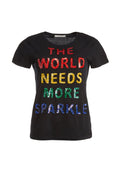 RYLYN EMBELL SS CREW NK TOP - BLACK/MULTI