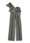 SABEEN RUFFLE TOP CROP JMPSUIT - BLACK/WHITE