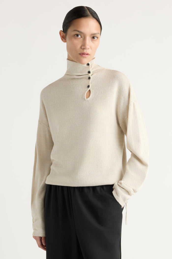 Charlotte | Sanchia Button Turtleneck Sweater in Size Small