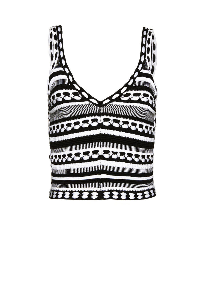 SANDRINE CROCHET CROP TANK - BLACK/WHITE