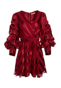 SANTINA TCK SLV SHRT DRS W BLT - TWO TONE STRIPE BORDEAUX