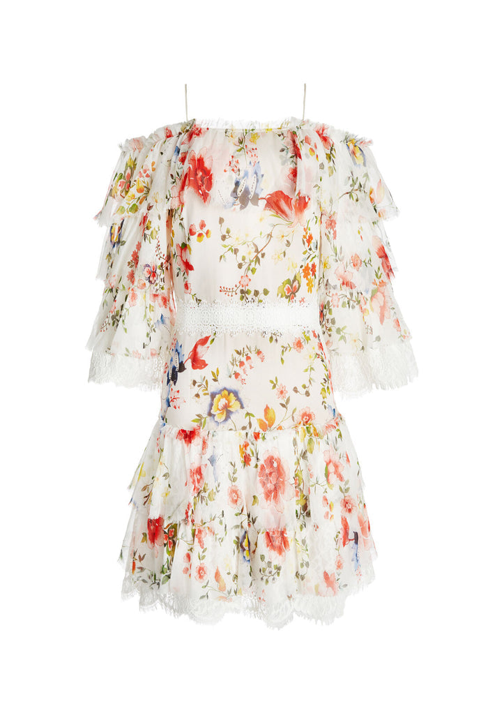 SANTOS COLD SHLDR TIER DRESS - FLORAL SOIREE