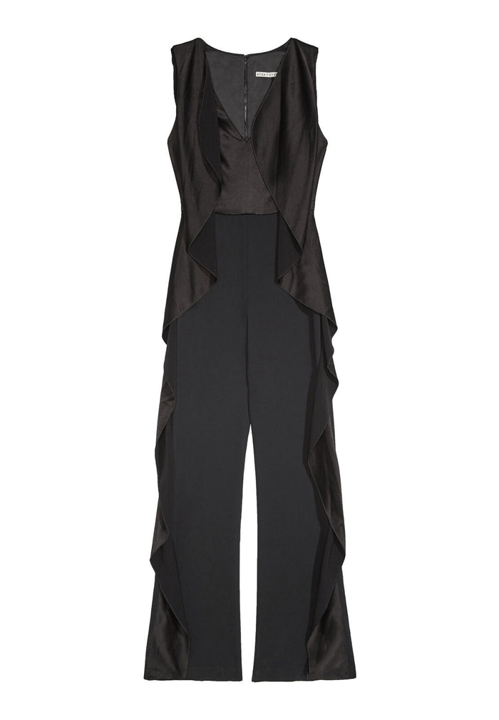 SARANDON SIDE RUFFLE JUMPSUIT - BLACK