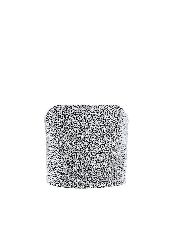 SARAPHINA CRYSTAL CROPPED BUSTIER - BLACK/CRYSTAL