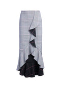 SHANTELL RUFFLE MIDI SKIRT - BLACK/MULTI