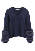 SHIELA V-NECK PULLOVER - SAPPHIRE