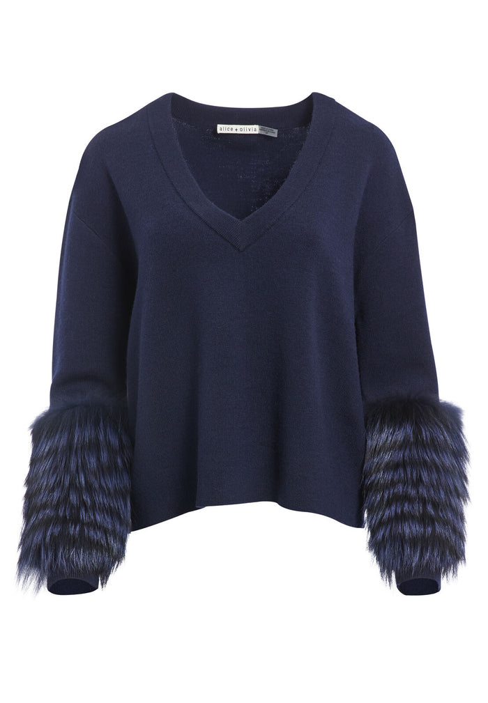 SHIELA V-NECK PULLOVER - SAPPHIRE