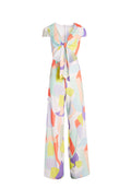 SIERRA TIE FRNT JUMPSUIT - GEO COLLAGE CREAM/MULTI