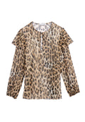 SISSY TIERED RUFFLE SLV BLOUSE - SPOTTED LEOPARD MULTI