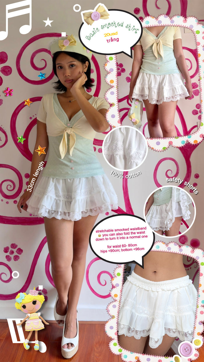 Smocked mini skirt