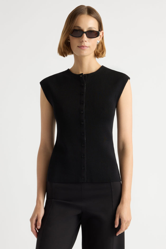 Mali | Solara Cotton Button Sweater Top in Size Small
