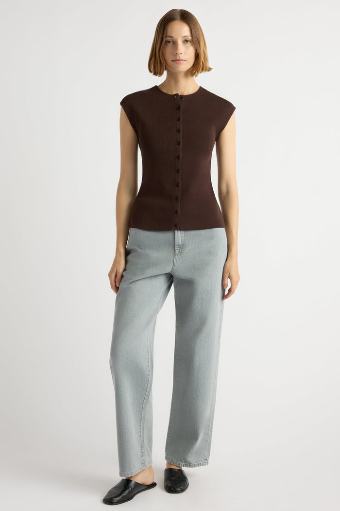 Mali | Solara Cotton Button Sweater Top in Size Small