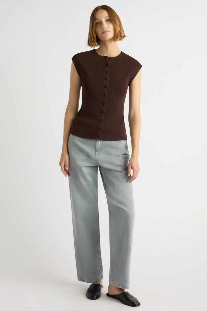Mali | Solara Cotton Button Sweater Top in Size Small