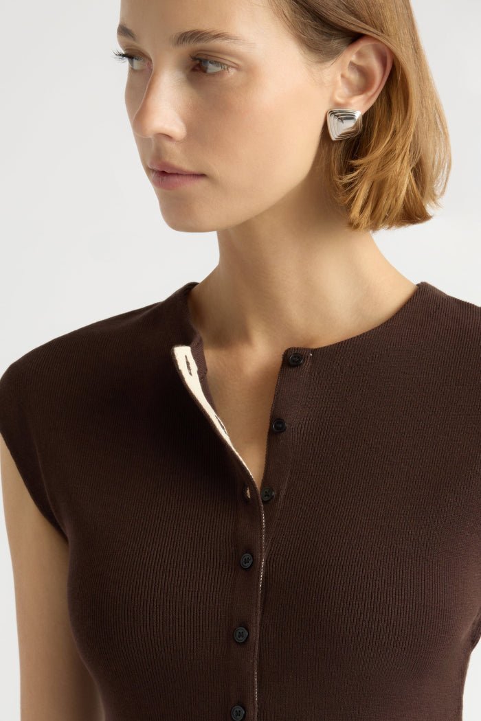 Mali | Solara Cotton Button Sweater Top in Size Small