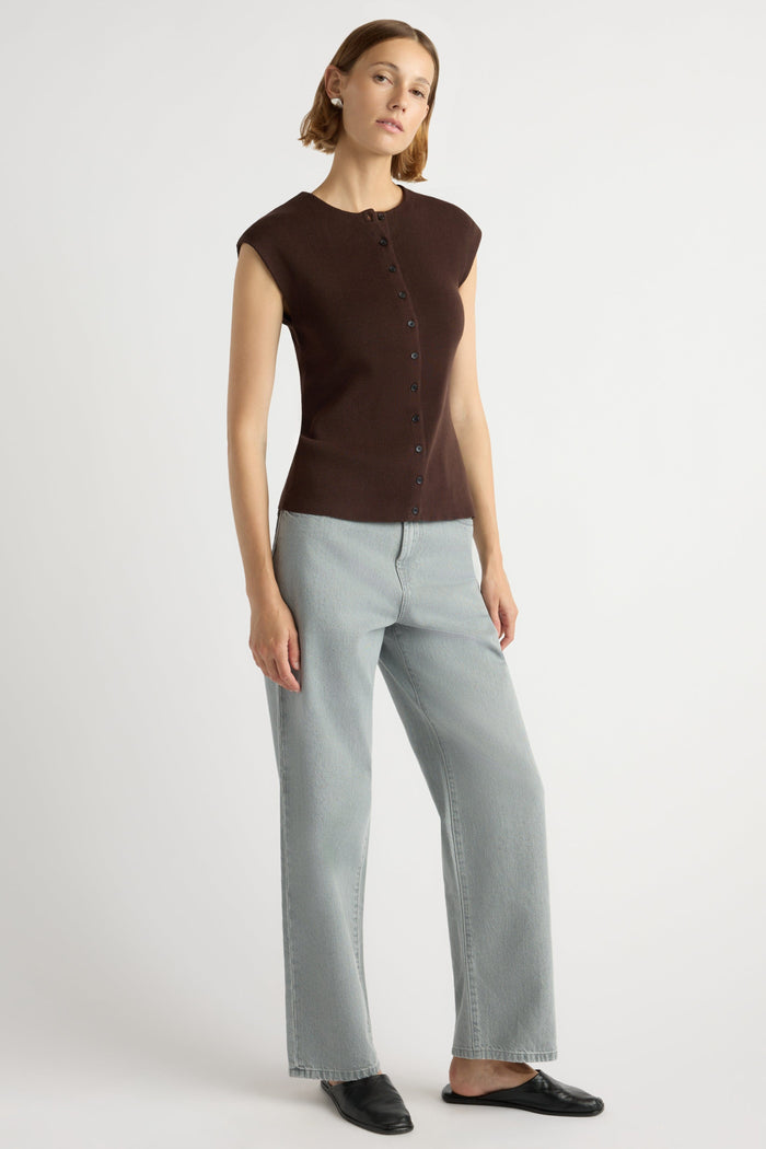 Mali | Solara Cotton Button Sweater Top in Size Small
