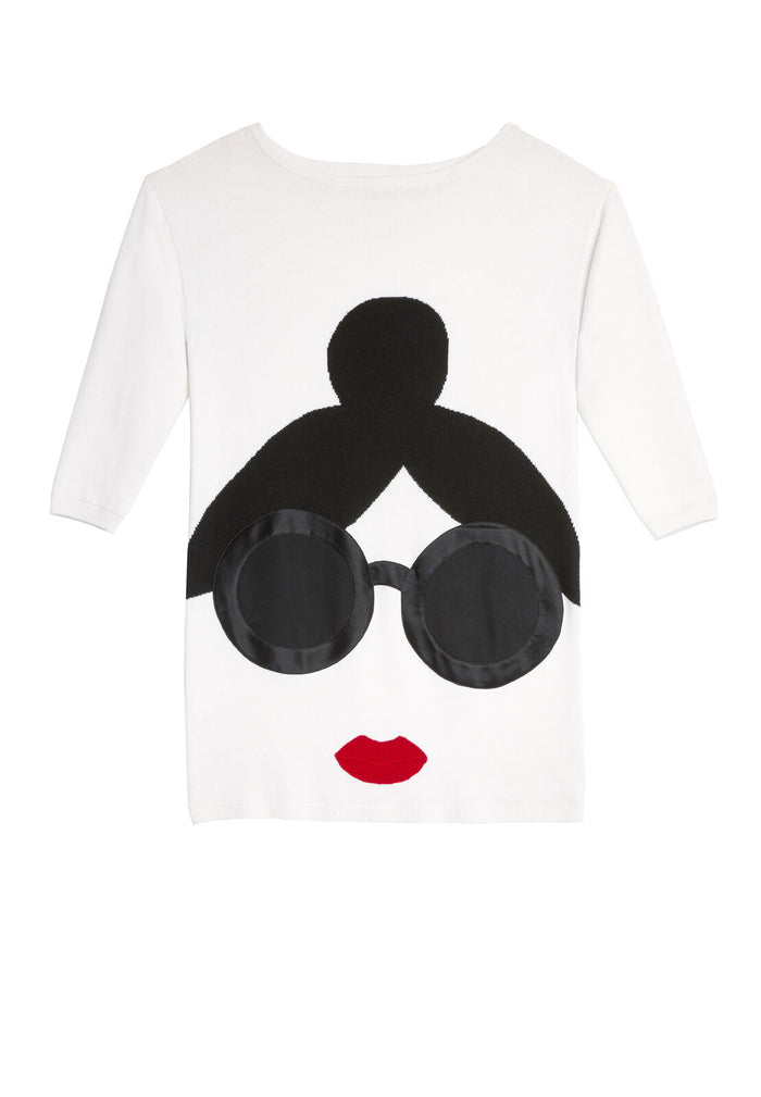 STACE FACE OPEN NK SWTR TUNIC - SOFT WHITE/MULTI