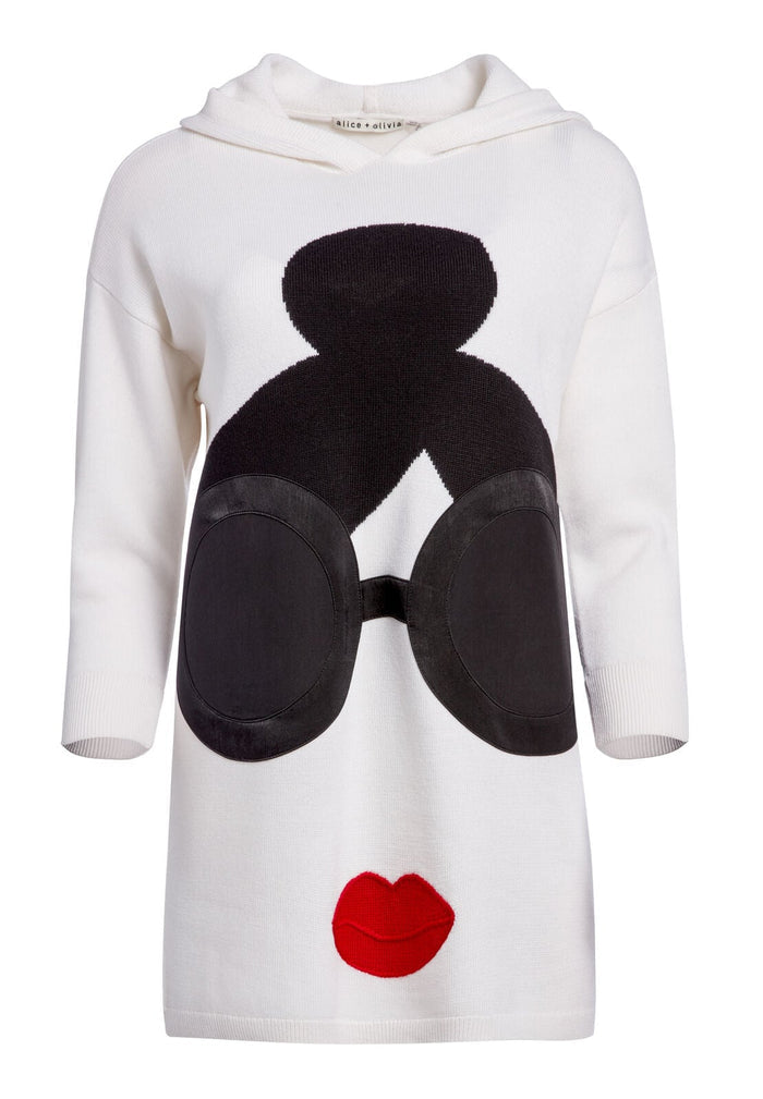 STACEFACE TUNIC WITH HOOD - SOFT WHITE/MULTI