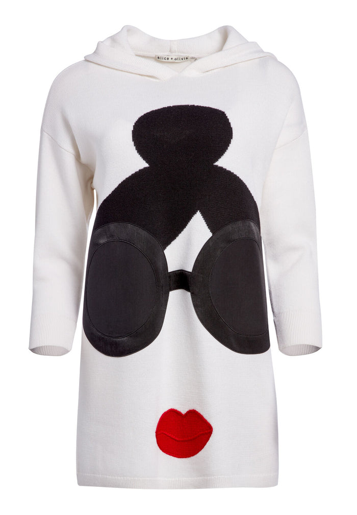 STACEFACE TUNIC WITH HOOD - SOFT WHITE/MULTI