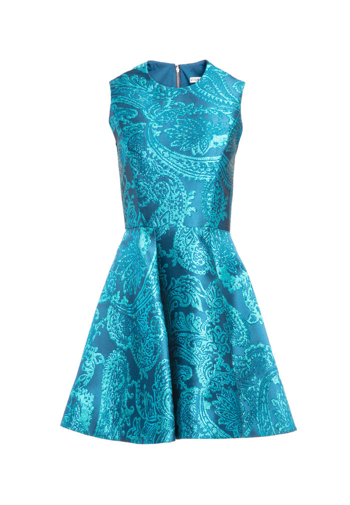 STASIA DEEP PLEAT PARTY DRESS - PEACOCK