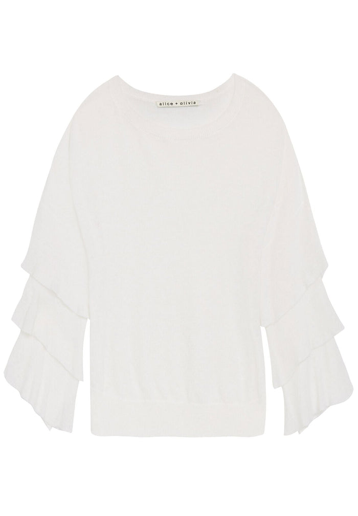 STORA RUFFLE TIER SLV PULLOVER - OFF WHITE