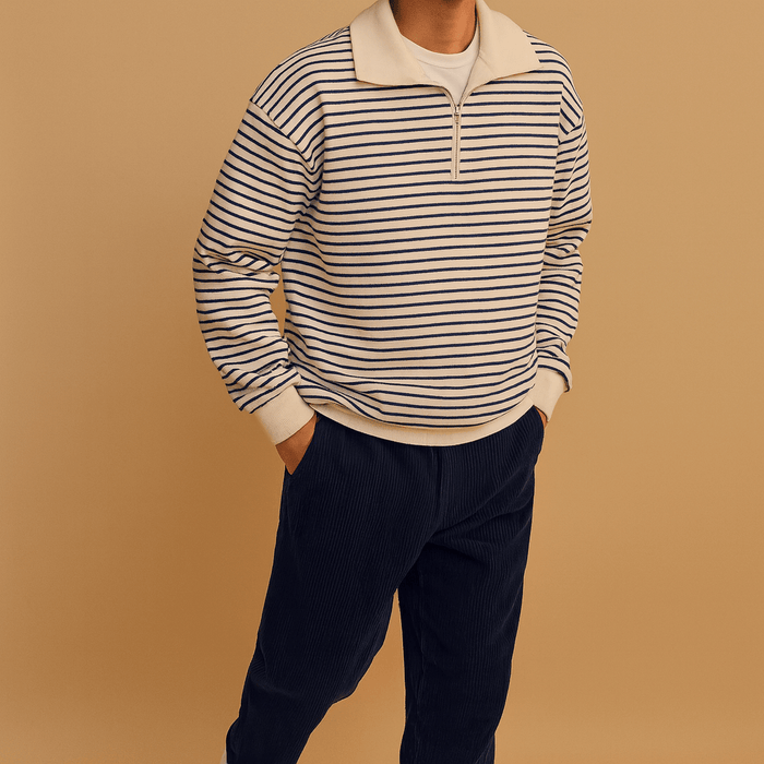 Sweater Men Half Zip Closure Design