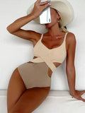 Swimsuit Women One Piece Crossover Waistband Cut Out