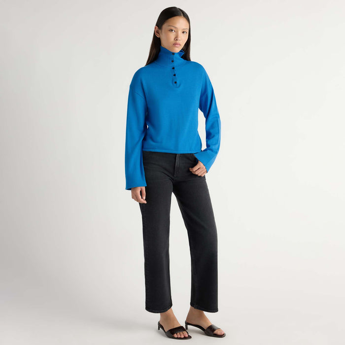 Sybil Wool Button-Turtleneck Sweater