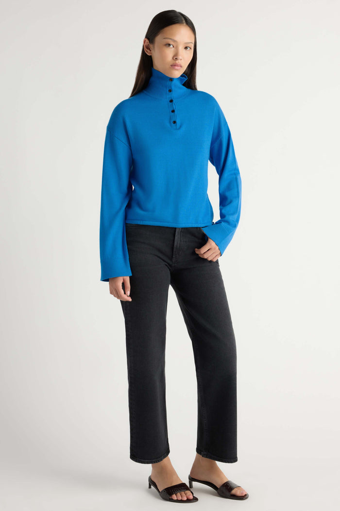 May-Li | Sybil Wool Button-Turtleneck Sweater in Size Small