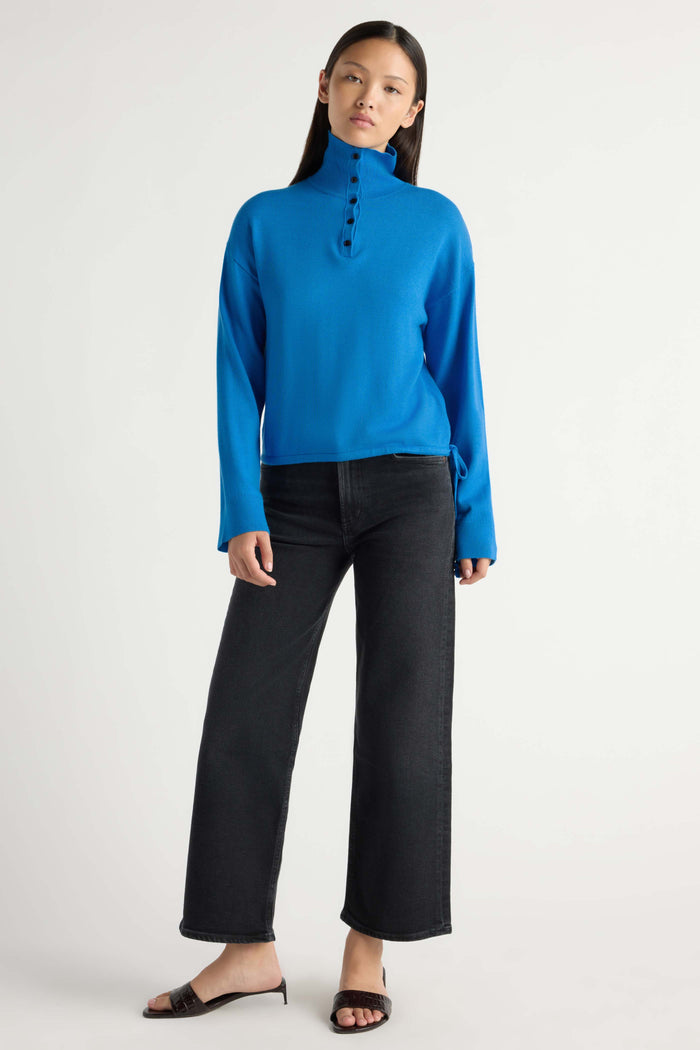 May-Li | Sybil Wool Button-Turtleneck Sweater in Size Small