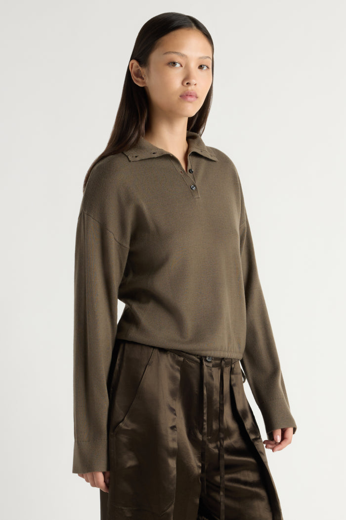 May-Li | Sybil Wool Button-Turtleneck Sweater in Size Small