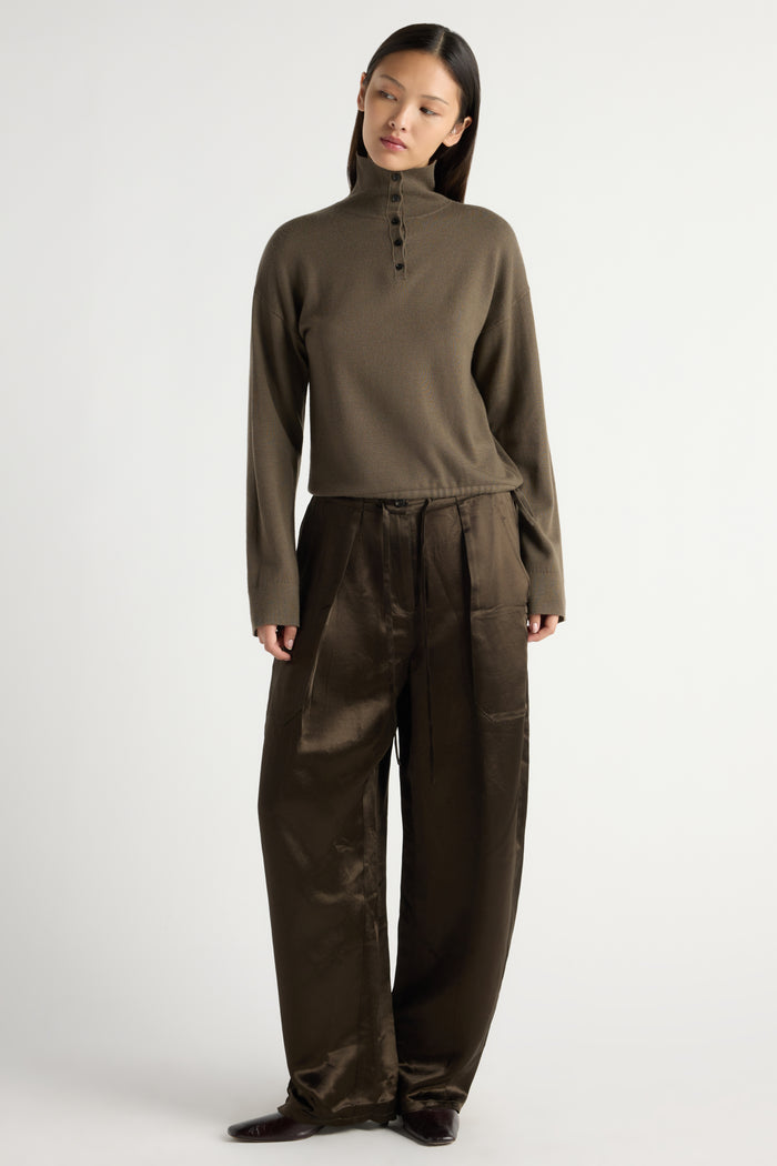 May-Li | Sybil Wool Button-Turtleneck Sweater in Size Small