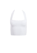 SYLVIA SQUARE NECK HALTER TANK - WHITE