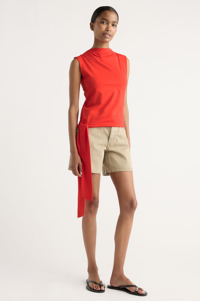 Isilda | Sylvia Tie-Hem Slit-Neck Tank in Size Extra Small