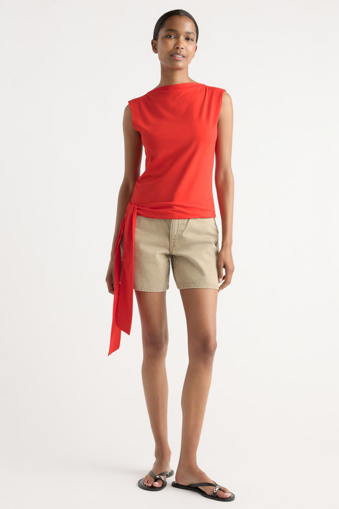 Isilda | Sylvia Tie-Hem Slit-Neck Tank in Size Extra Small