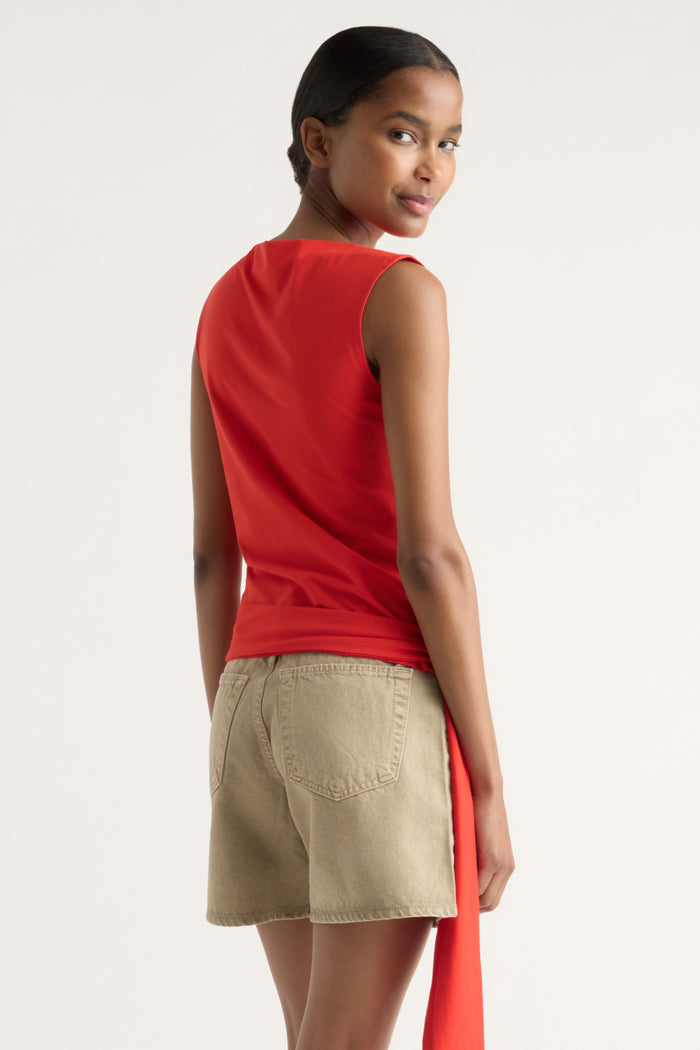 Isilda | Sylvia Tie-Hem Slit-Neck Tank in Size Extra Small
