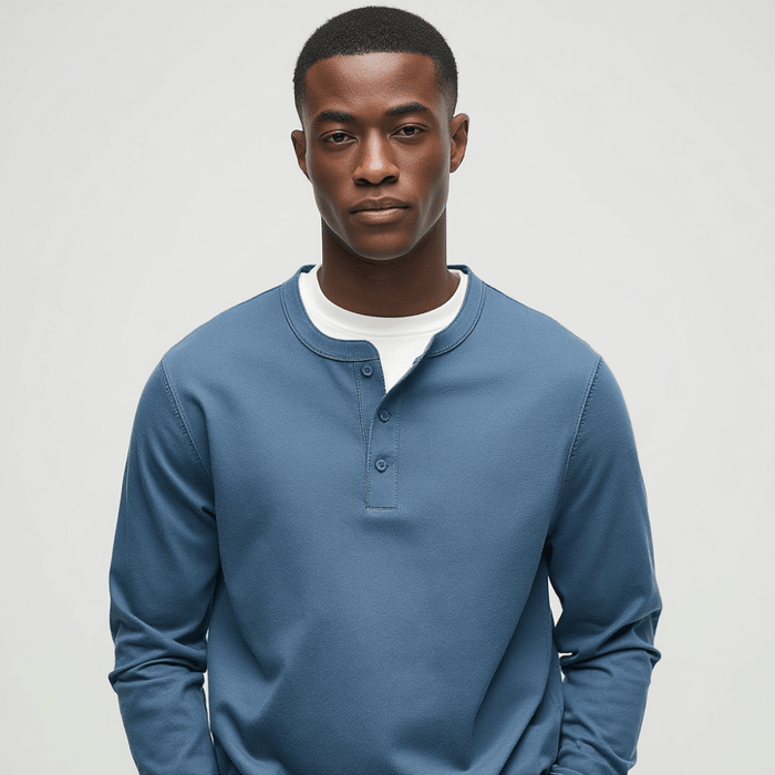 T-Shirt Men Long Sleeve Collarless