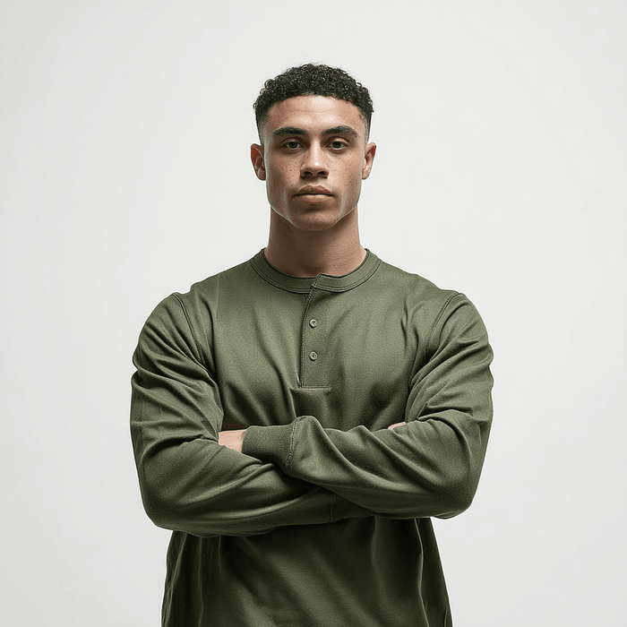 T-Shirt Men Long Sleeve Collarless