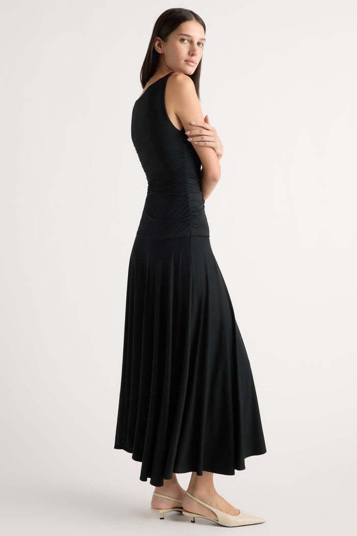 Karolina | Tamsin Ruched Drop-Waist Maxi Dress in Size Extra Small