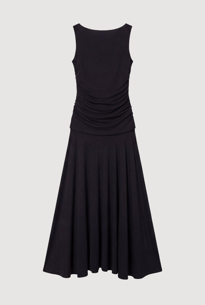 Karolina | Tamsin Ruched Drop-Waist Maxi Dress in Size Extra Small - Flat